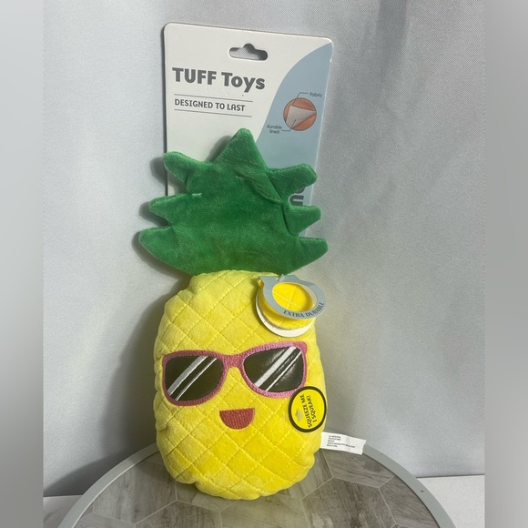 TUFF Toys Pineapple Dog Toy Plush Squeaky Durable Pet Chew Play Toy 12” - Picture 4 of 6
